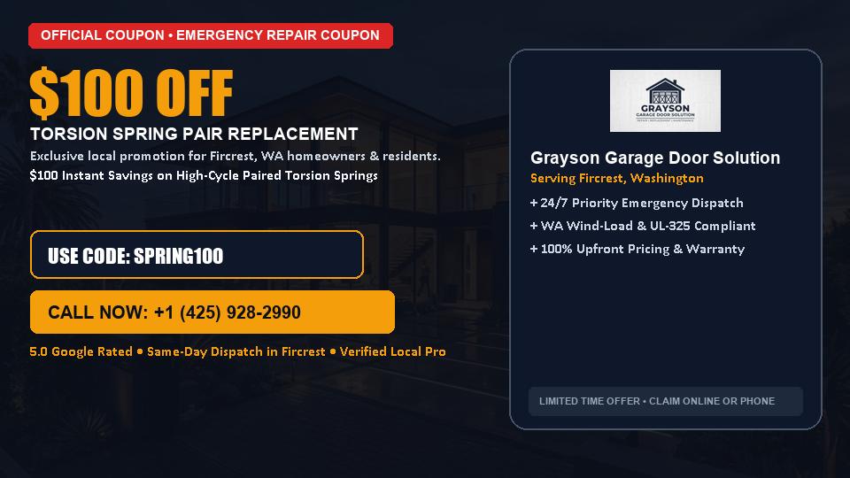 Grayson Garage Door Solution $100 OFF Dual Torsion Spring Replacement